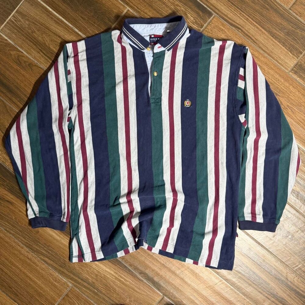 Vintage 90s Bugle Boy Classics Striped Rugby Polo Large